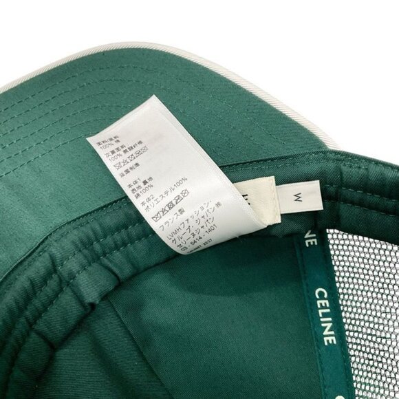 Celine Cap Hat Green White Gold Triomphe Mesh Cap Baseball Cap Cotton main image 4